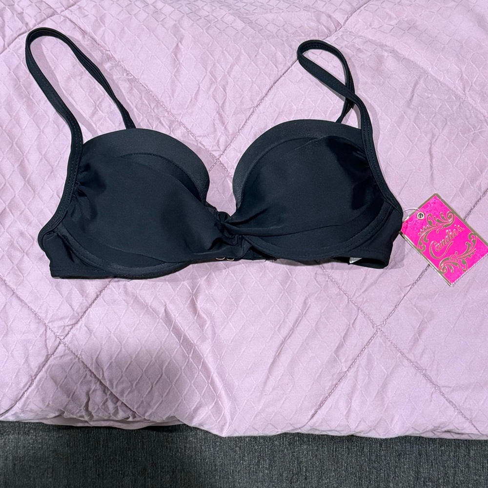 Candie’s Swim Bikini Bra Top Black Padded Size Juniors Small New with Tags
